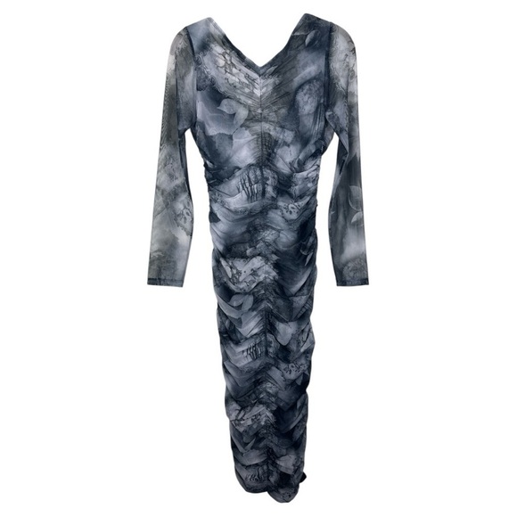 Reformation Ash Grey Mesh Midi Bodycon Dress Small NWT - Picture 2 of 15